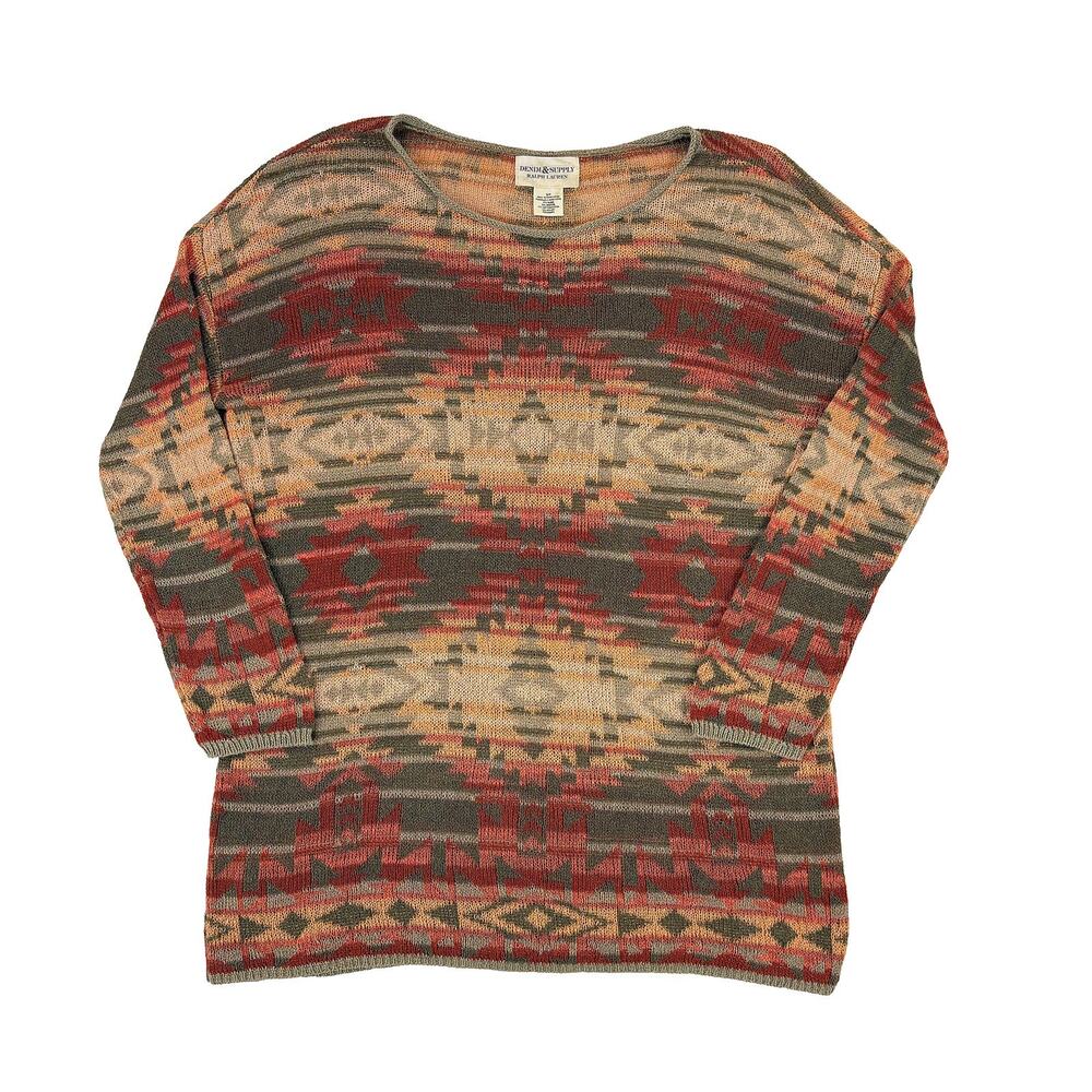 Denim & Supply Ralph Lauren Sweater Women S Southwestern Western Boho Rust